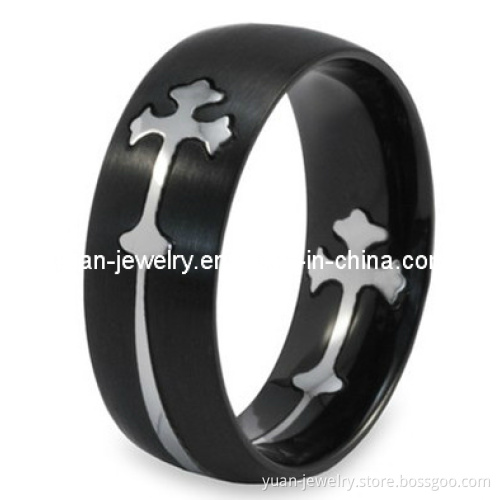 Stainless Steel Cross Cutout Band Ring